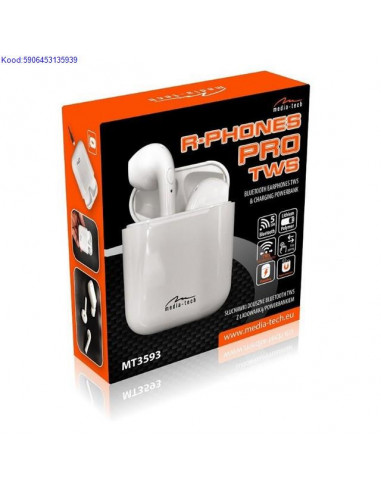 Bluetooth krvaklapid mikrofoniga MediaTech RPhones Pro TWS MT3593 valged 1237