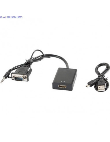 VGA M  35mm audio to HDMI F adapter Lanberg 20cm 1843