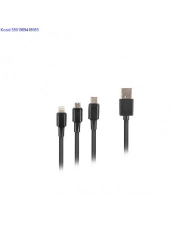 USBA to USBC Micro USB Lightning kaabel Lanberg 18 m 1868