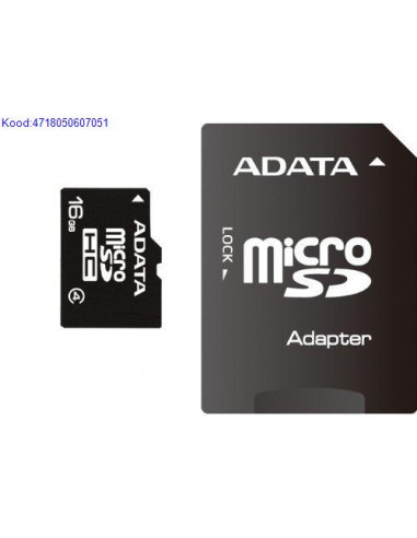 Mlukaart Micro SDHC 16GB AData Class4  adapter 3252