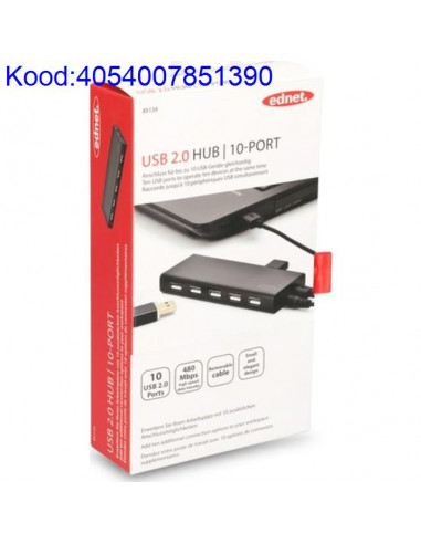 USB jagaja USB20 Hub Ednet 10porti 346