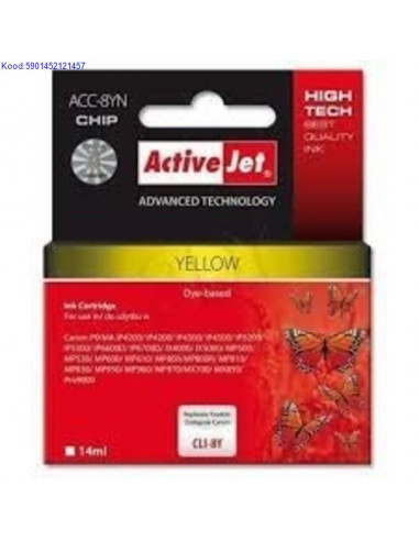 Tindikassett ActiveJet Canon CLI8Y Yellow Analoog 531