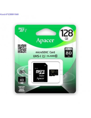 Mlukaart Micro SDHC 128GB Apacer  adapter Class10 609