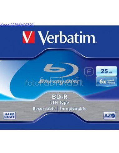 BluRay BDR toorik Verbatim 6x 25GB JewelCase 625
